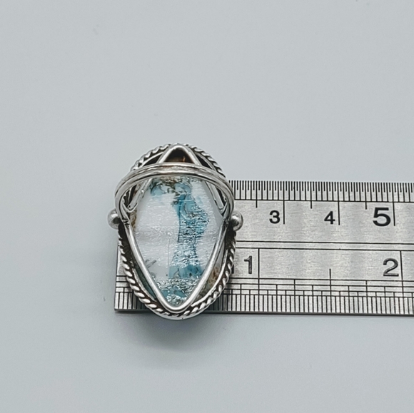Vintage Sterling Silver Turquoise Hubbell Glass Ring - Picture 9 of 13